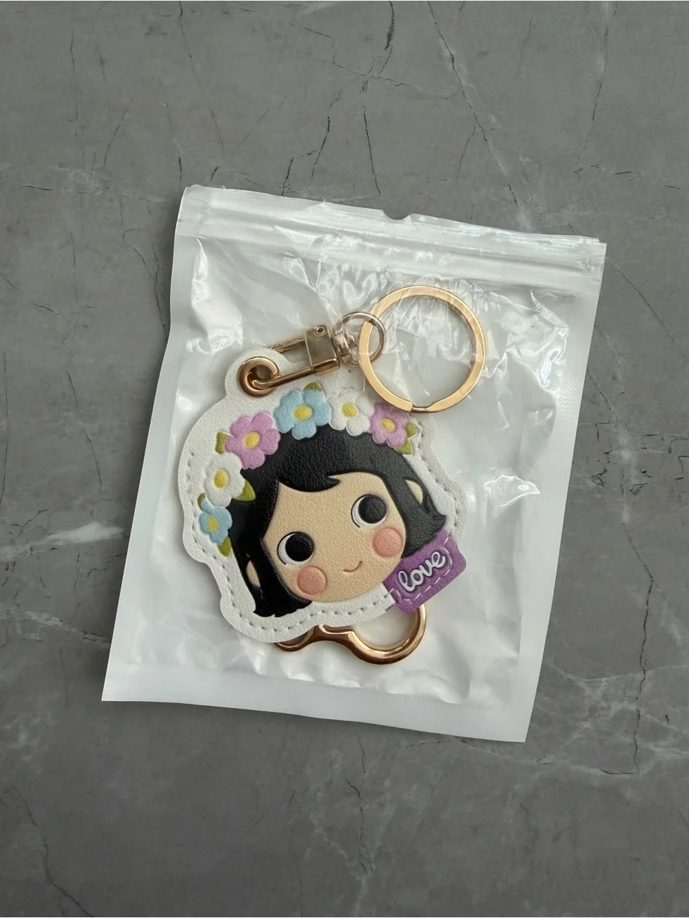 NEW Gugu Tribe leather AirTag holder / keychain cute girl design